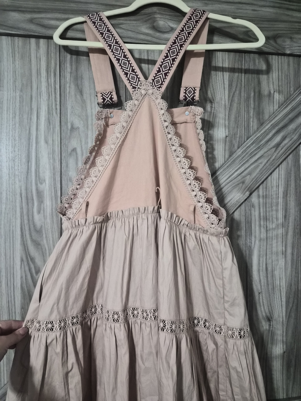 Listicle Pink Tiered Maxi Dress with Lace Trim - Picture 7 of 7